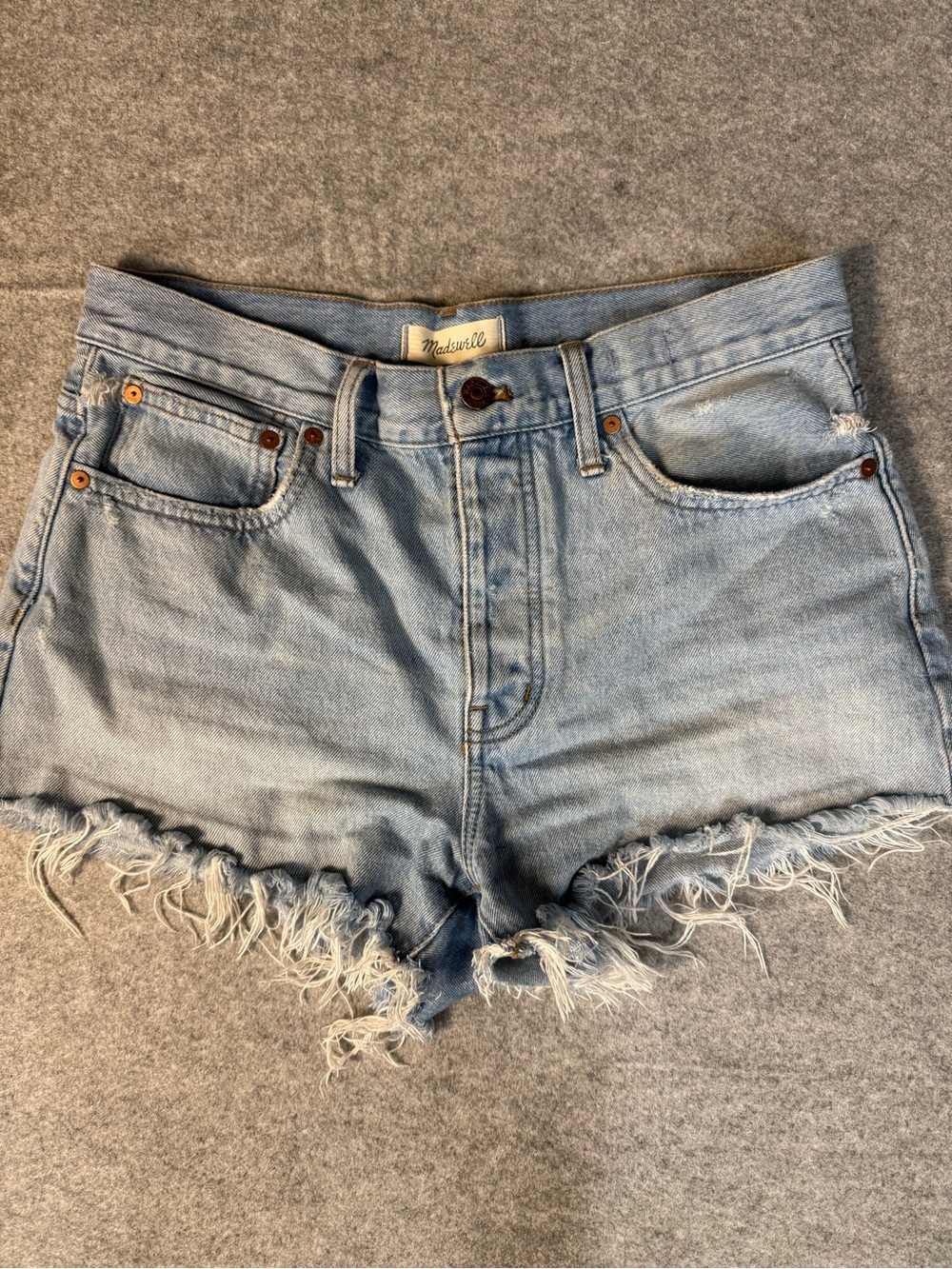 Madewell Relaxed Denim Shorts Light Wash Distressed Button Fly Size 27